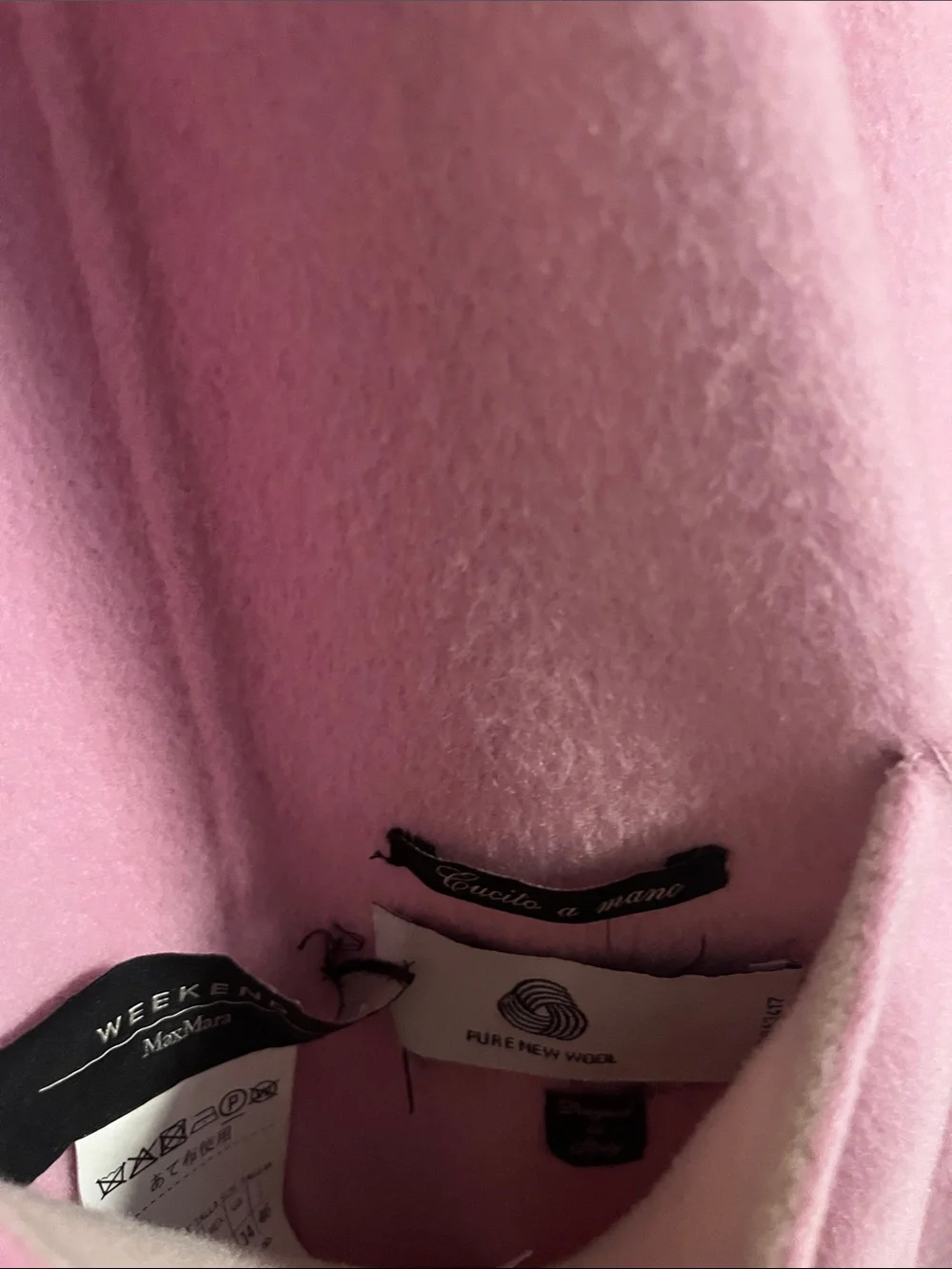 Weekend Max Mara Pink Wool-Blend Pea Coat with Cream Trim - Picture 5 of 5
